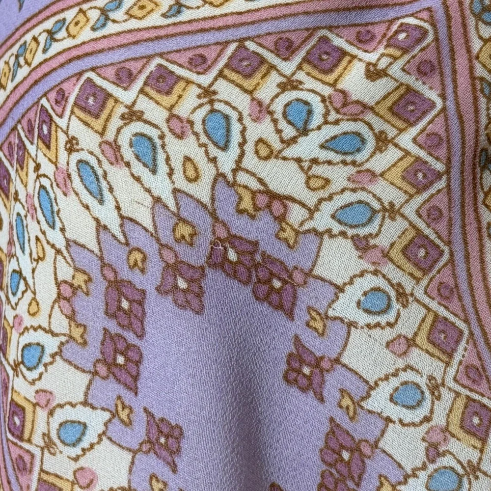 June & Hudson Boho Paisley Patchwork Ruffle Midi Dress Purple Orange Small - Picture 8 of 9